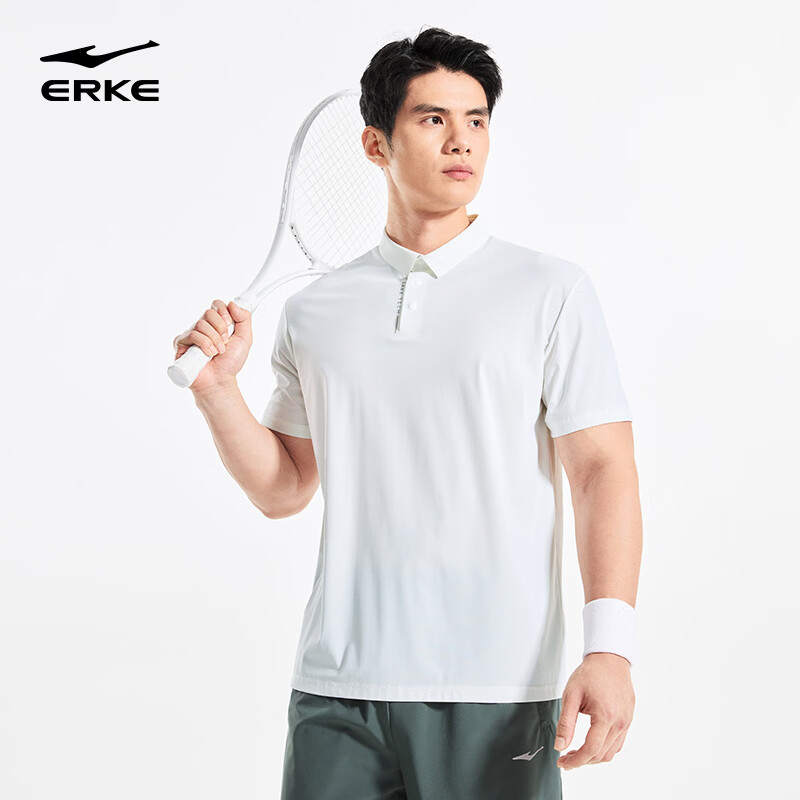 Erke Polo Shirt Summer Collared T-Shirt Sports Outdoor Casual Short Sleeve Ice Cool Lightweight Breathable High Elasticity Light Business Top