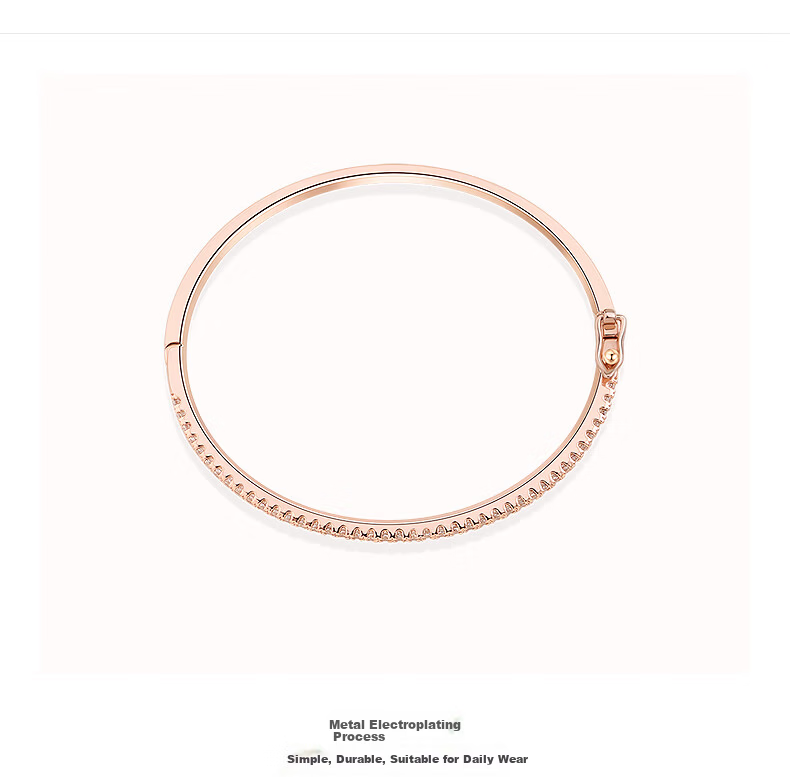AJIDOU Fashion Simple Zircon Bracelet Bangle Jewelry Rose Gold Women's Day Gift for Girlfriend, Bestie, Wife 2