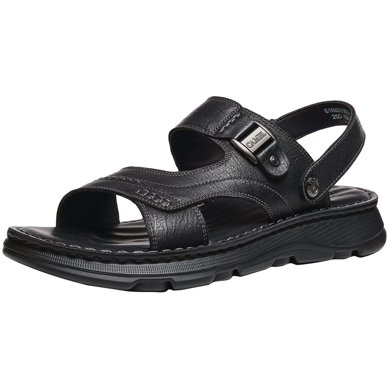 CAMEL Summer Leather Soft Elastic Dual-Wear Business Men's Sandals Father's Day G16M211034 Black 42