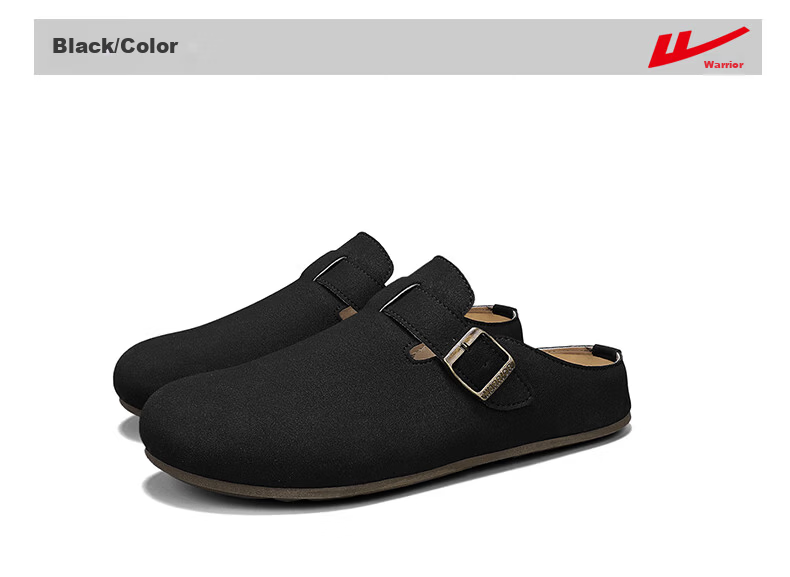 Warrior Men's New Birkenstock Style Slip-On Casual Half-Slip Toe Shoes Black 22