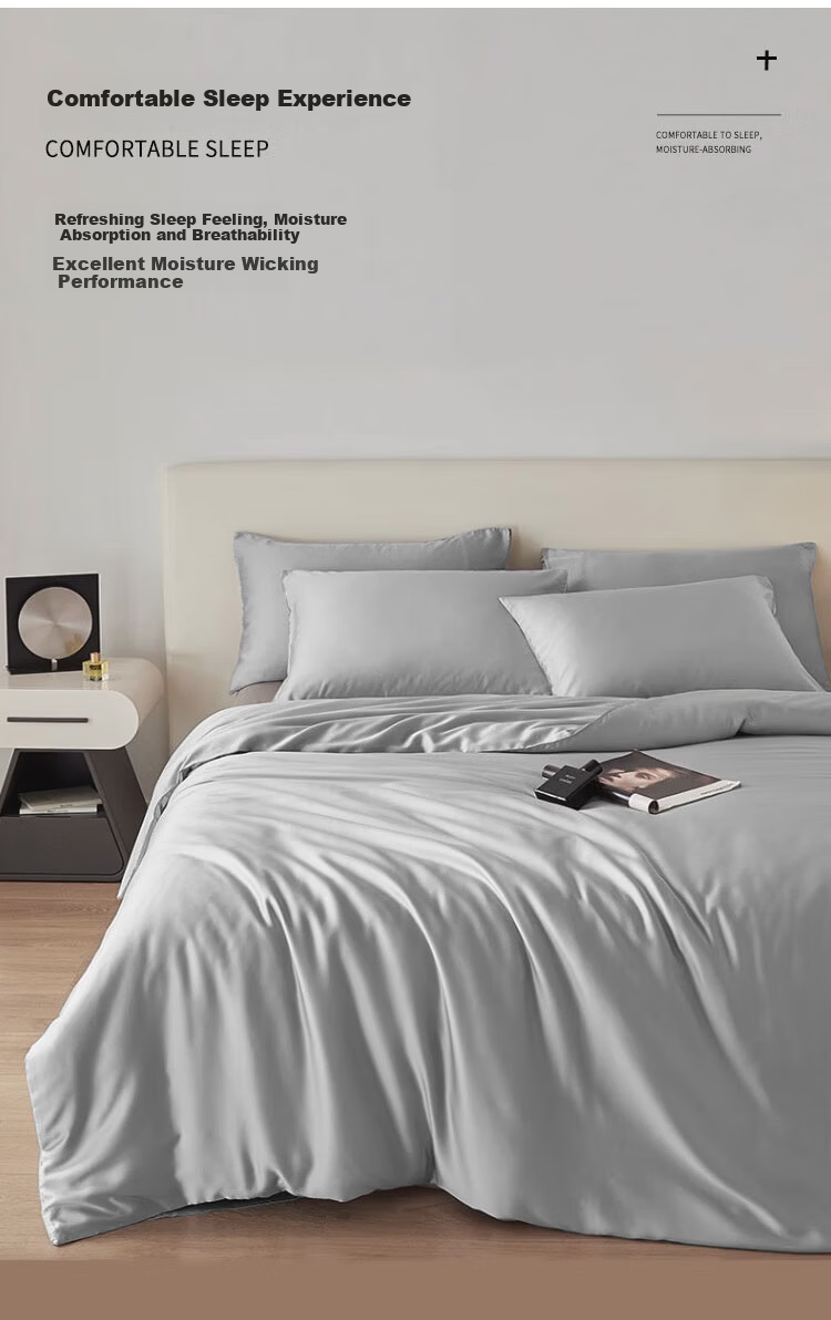 ZiiU Complete Bedding Set Four-Piece Quilt Pillow Core Full Bed Set 1.5m Bed Light Gray 7