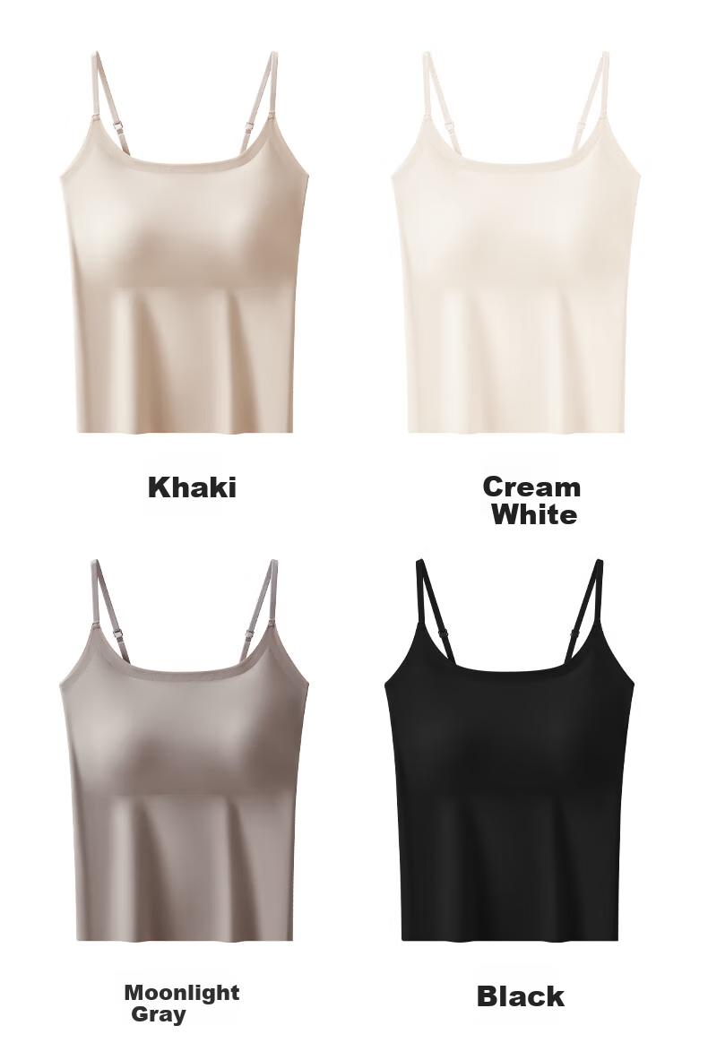 LangSha Women's Camisole Tank Top with Built-In Bra Pads, Wearable As Outer Layer Or Inner Wear, Thin Ice Silk Backless Undershirt 20