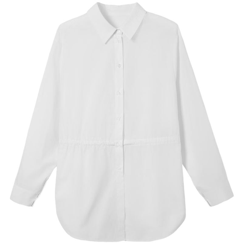 Demana Oxygen Pure Cotton Spring 3D Lapel Drawstring Waist Mid-Length Slim Fit Shirt for Women Premium Quality