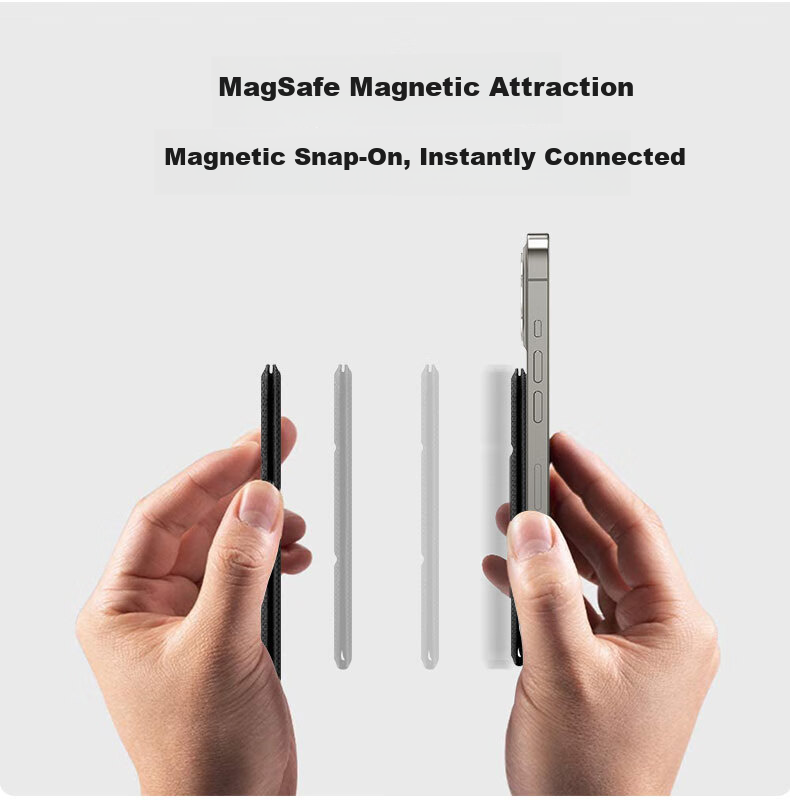 LinkStone Apple MagSafe Magnetic Card Holder, Compatible with IPhone 17/16/15, Phone Back Cover Card Sleeve Outer Shell, Creative Card Holder for Bus Subway Access Control Shopping, Phone Stand 4