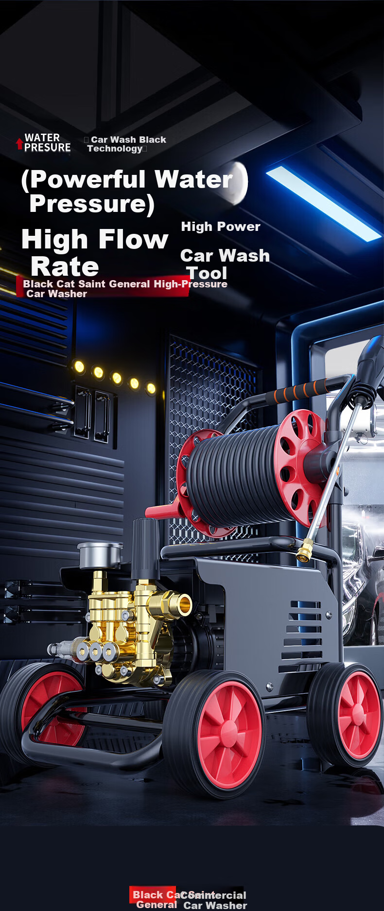 Black Cat Saint General Home Car Wash Machine 220V High Pressure Water Gun Pump High Power Car Cleaning Pump 1
