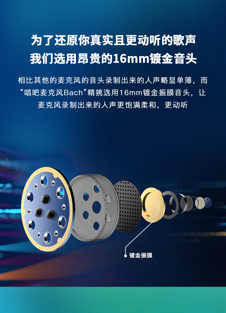 唱吧bach 智能降噪麦克风  内置声卡 图3