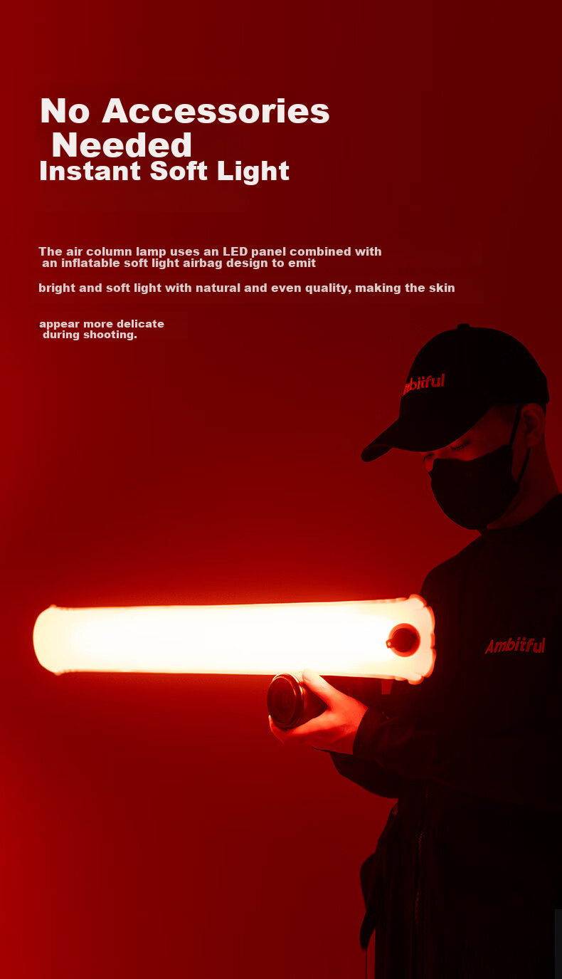 AMBITFUL ZhiJie GCA30C Air Column Light Dual Color Temperature RGB Video Photography Fill Light Live Streaming Wedding Camping Portable Soft Light Outdoor Live Streaming Light 13