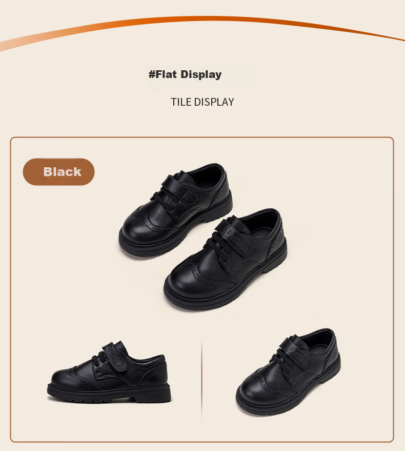 Follow Me Boys Leather Shoes, Spring And Autumn Comfortable Soft-Soled Performance Shoes for School, Black British Style Children's Shoes, Black, Size 33 10