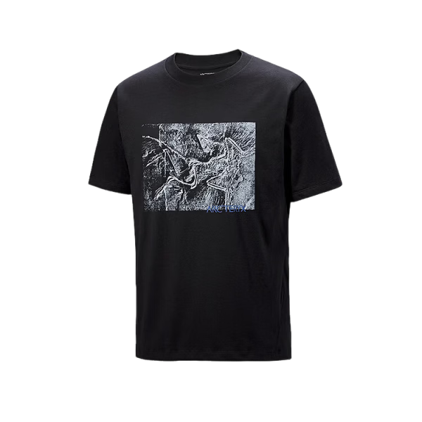 ARC'TERYX KRAGG COTTON LITHOGRAPHICA SS Men's Cotton Short Sleeve T-Shirt BLACK XL