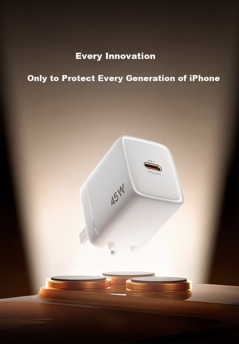 W&P 2026 Model Low-Temperature Fast Charger Apple iPhone 17 Pro Max Charger Foldable Plug GaN Low-Temperature 3C Certified 45/35W 4