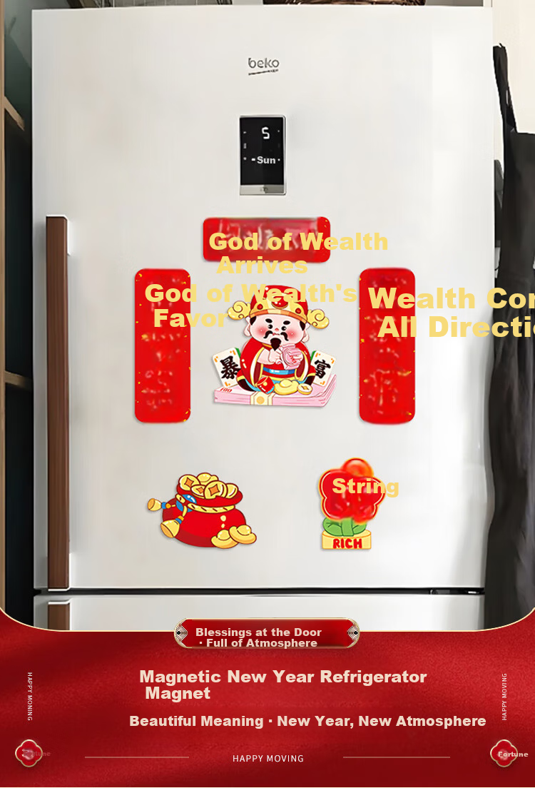 Yishiqing 2026 New Year Magnetic Refrigerator Magnet Creative Festive Atmosphere Scene Decoration Moving Home Ornament 1