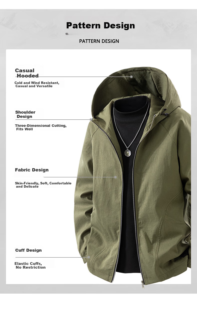 Top Youth Men's Spring Autumn Tactical Jacket Plus Size Casual Sports Loose Hooded Jacket Gray XL 3