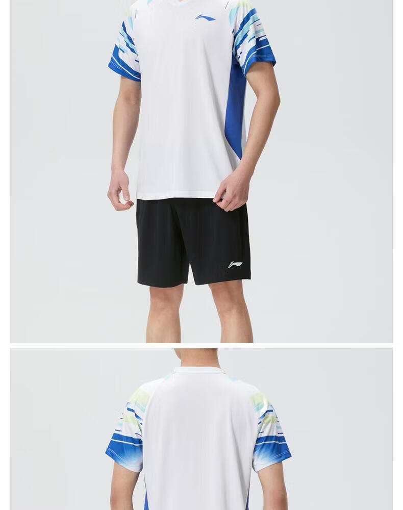 LI-NING Badminton Match Set Sportswear Quick-Dry T-Shirt and Shorts Unisex AATW015-1 Black M 5