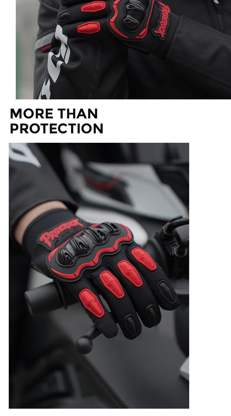 PRIDEROCK Full Finger Motorcycle Electric Bike Riding Gloves Protective Anti-Slip Wear-Resistant Breathable Touchscreen Outdoor Spring Summer 10
