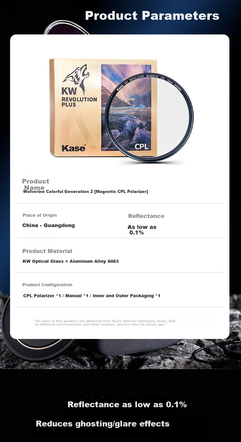 Kase Polarizing Magnetic CPL Filter 67mm Wolverine II Magnetic CPL Polarizer High-Definition High-Transmission Low-Reflection Landscape Photography Filter 3