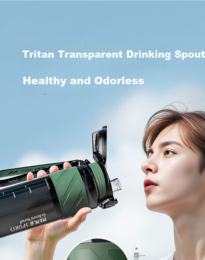 NEWB Sports Water Bottle for Men, Women And Children, Large Capacity Tritan Plastic Fitness Bottle for Summer Drinking And Hydratio 14
