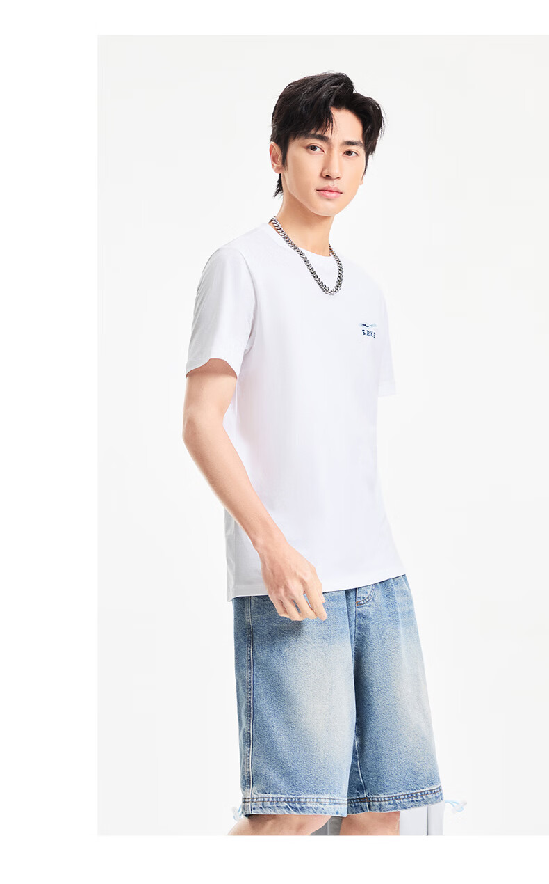 Erke Men's Short Sleeve T-Shirt Summer Casual Outdoor Sports Crew Neck Knit Tee Loose Fit Trendy Top 12