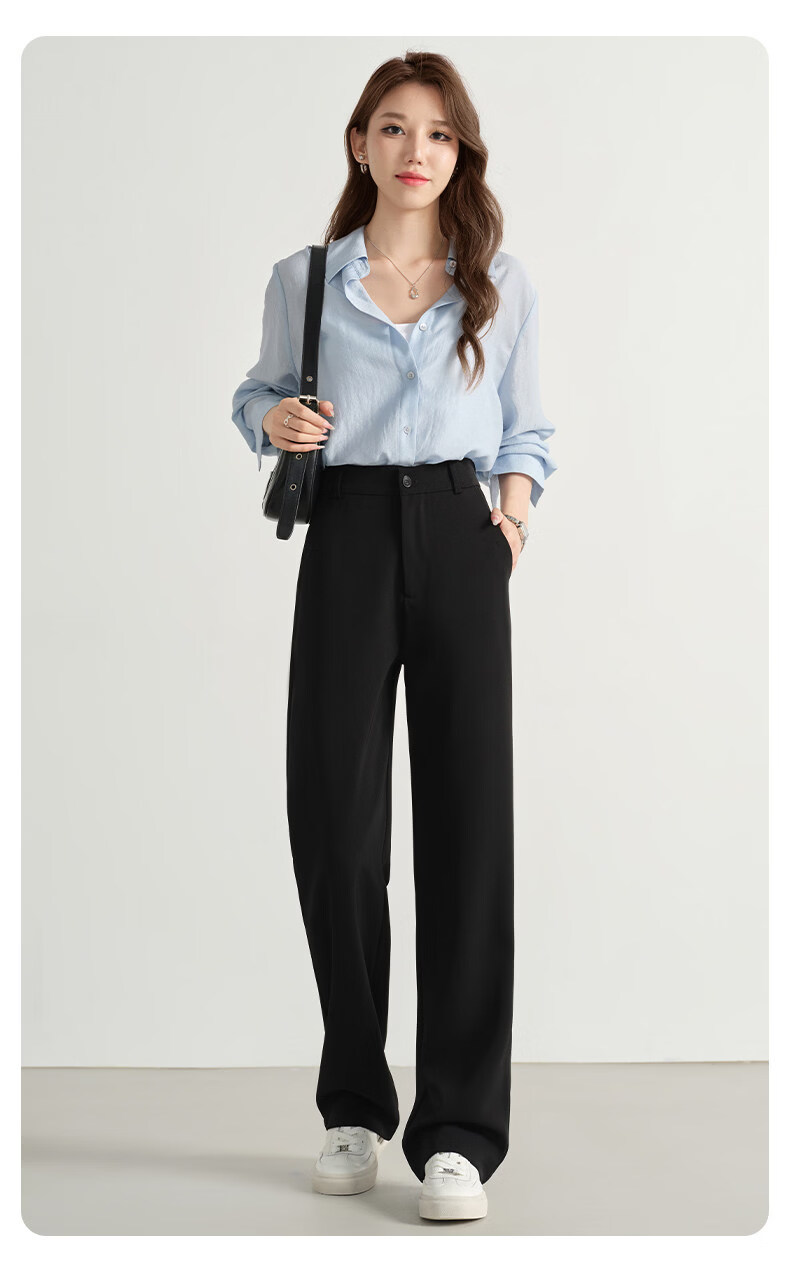 Langsha Women's Summer New Small Size Casual Suit Pants Formal Commuter Wide-Leg Slim High-Quality Trousers 14