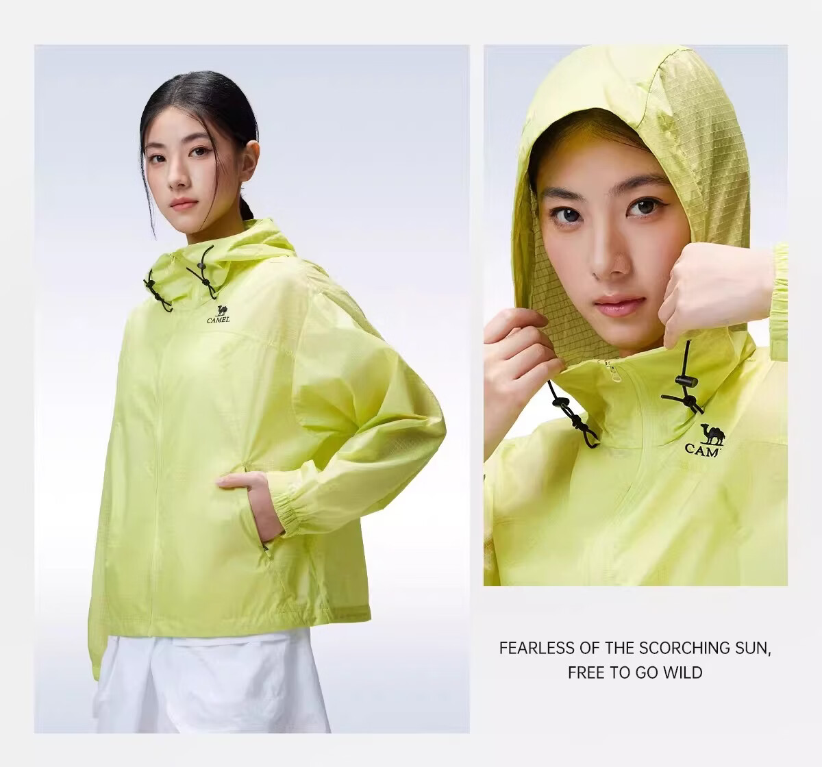 CAMEL Outdoor Sun Protection Jacket 2026 Spring Summer New Breathable Hooded Windproof Water-Repellent Durable Sports Jacket for Women R170 28
