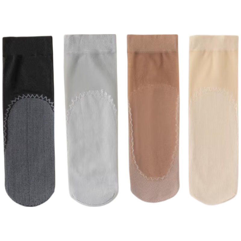 Cotton Full Crystal Silk Women's Summer Velvet Ultra-thin Short Stockings Sweat-absorbent Non-slip Nude Durable Socks 15 Pairs