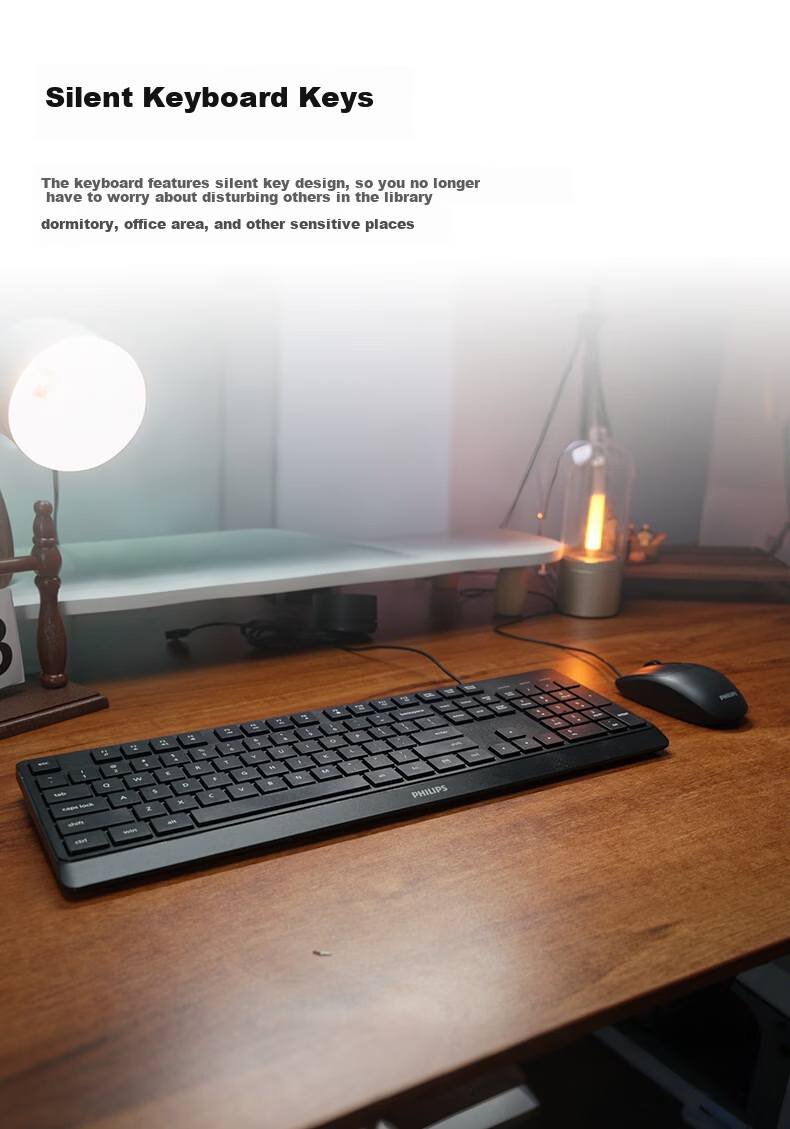 PHILIPS SPK6207 Wired Keyboard Business Office Keyboard for Desktop Computer And Laptop Universal Home Use USB Interface Ergonomic Keyboard for Corporate Procurement Black 7
