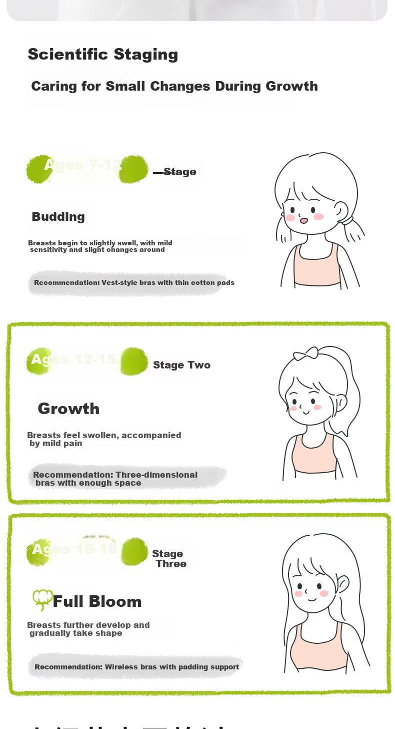 Meishianxuan High School Girls Youth Development Bra Vest for Teen Girls Age 15 Junior High Students 12