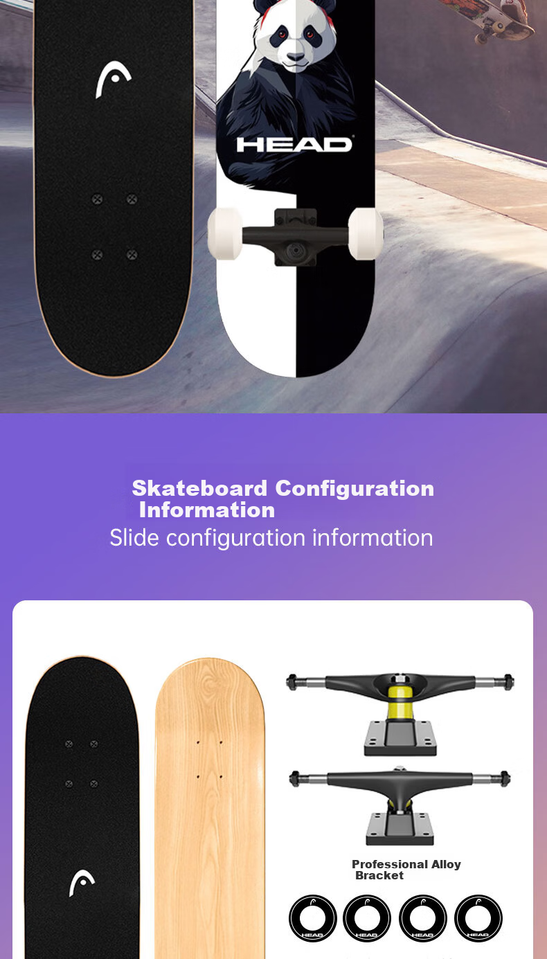 HEAD Skateboard Adult Double Kickboard Beginner Professional Four-Wheel Cruiser Street Commuter Youth Kids New Year Gift 3