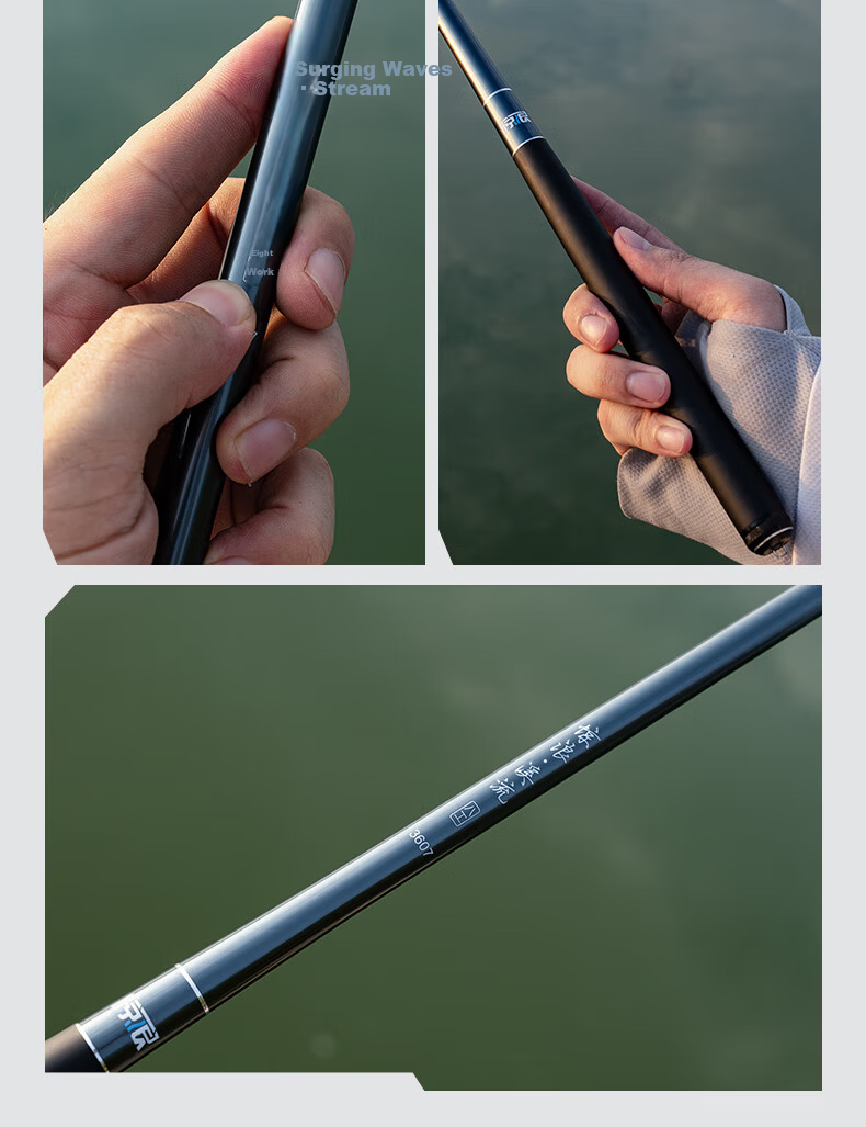 Jinglang 3.37m Short Section Fishing Rod Hand Rod Stream Rod Fishing Pole Grouper Zebra Mouth Eight Work Rod Small Tackle Rod Fishing Gear 17