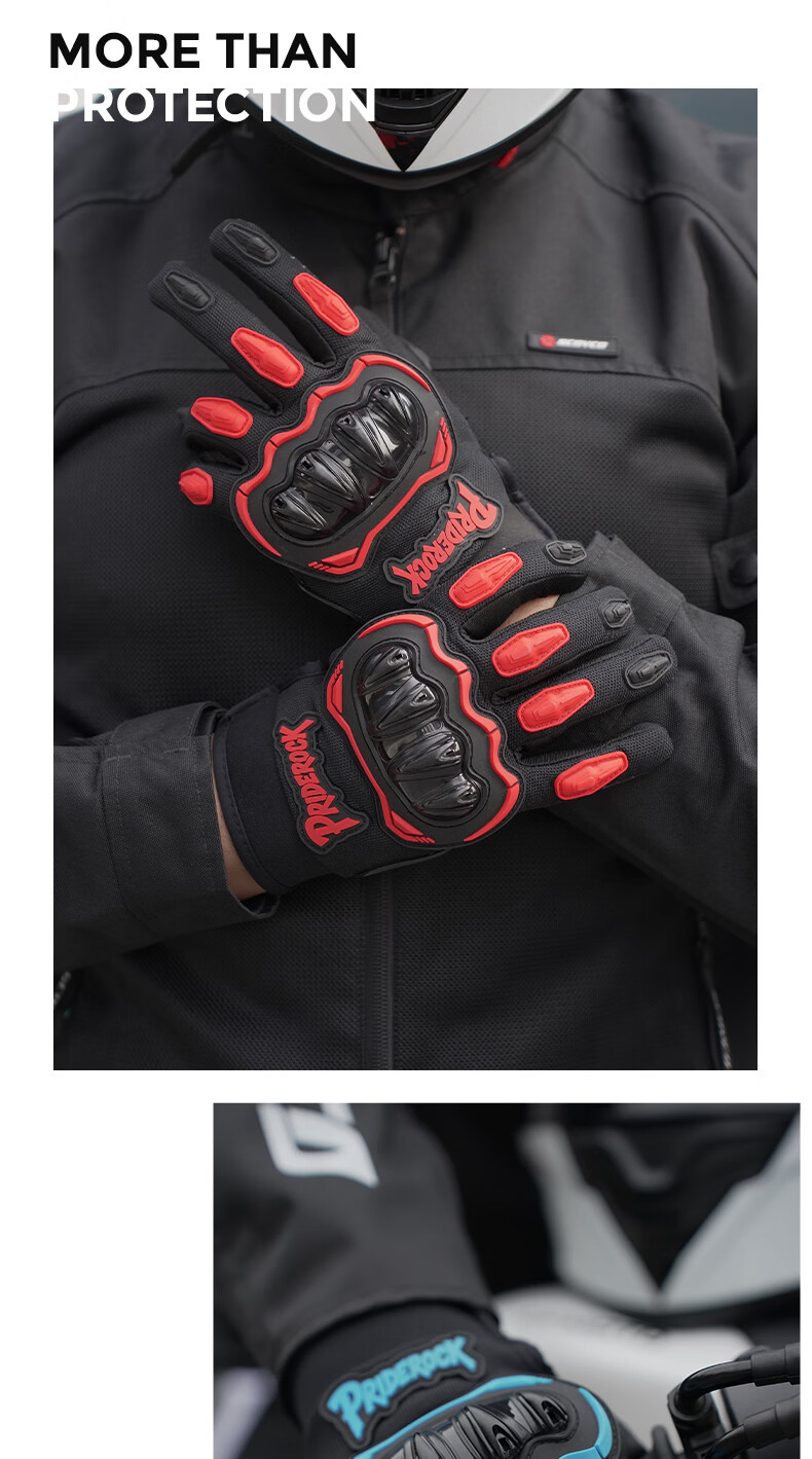 PRIDEROCK Full Finger Motorcycle Electric Bike Riding Gloves Protective Anti-Slip Wear-Resistant Breathable Touchscreen Outdoor Spring Summer 11