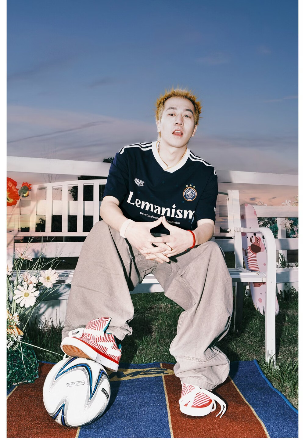LEMANISM American Style Star Print Short Sleeve T-Shirt Men 2026 Summer New V-Neck Jersey Navy Blue S 16