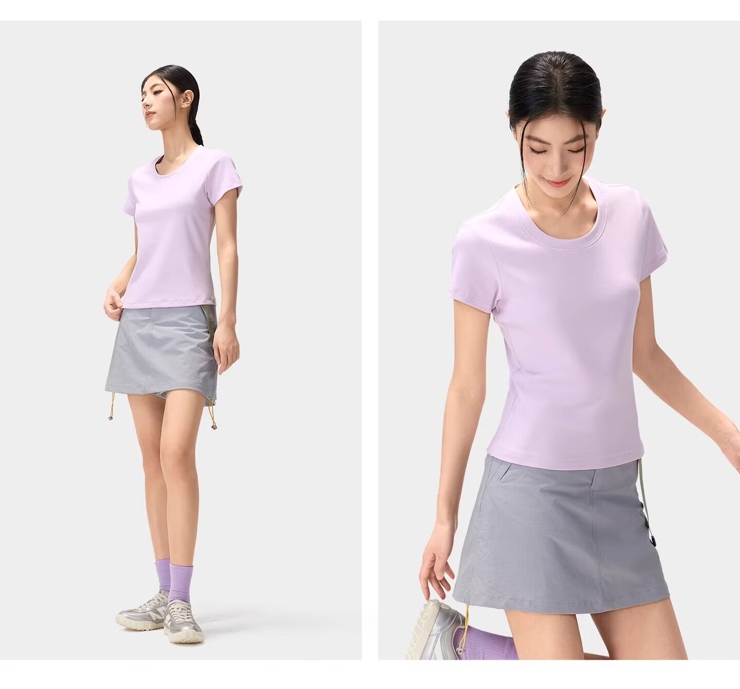 CAMEL Outdoor Casual Women's Shoulder T-Shirt 26 Spring Summer Breathable Stretch Slim Cotton Sports Tee K092 34