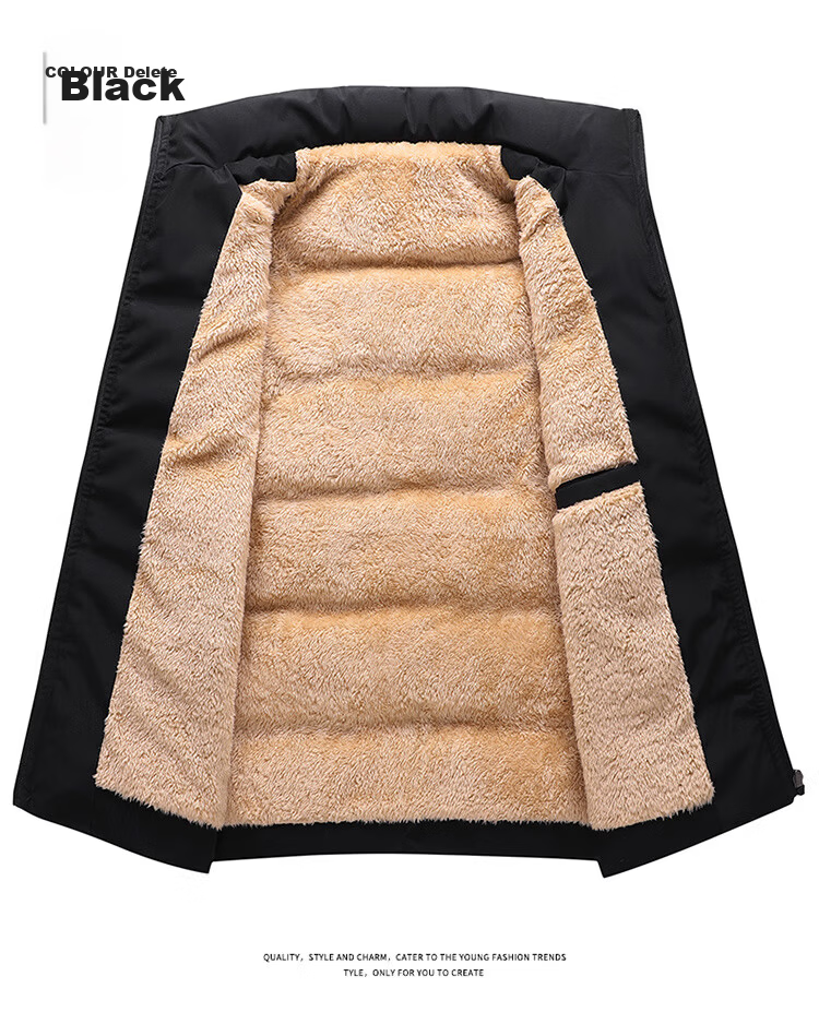 MiiOW Men's Vest, Autumn And Winter Jacket, Sleeveless Cotton Coat for Young And Middle-Aged Men, Casual Stand-Up Collar with Fleece Lining, Blue, XL 11
