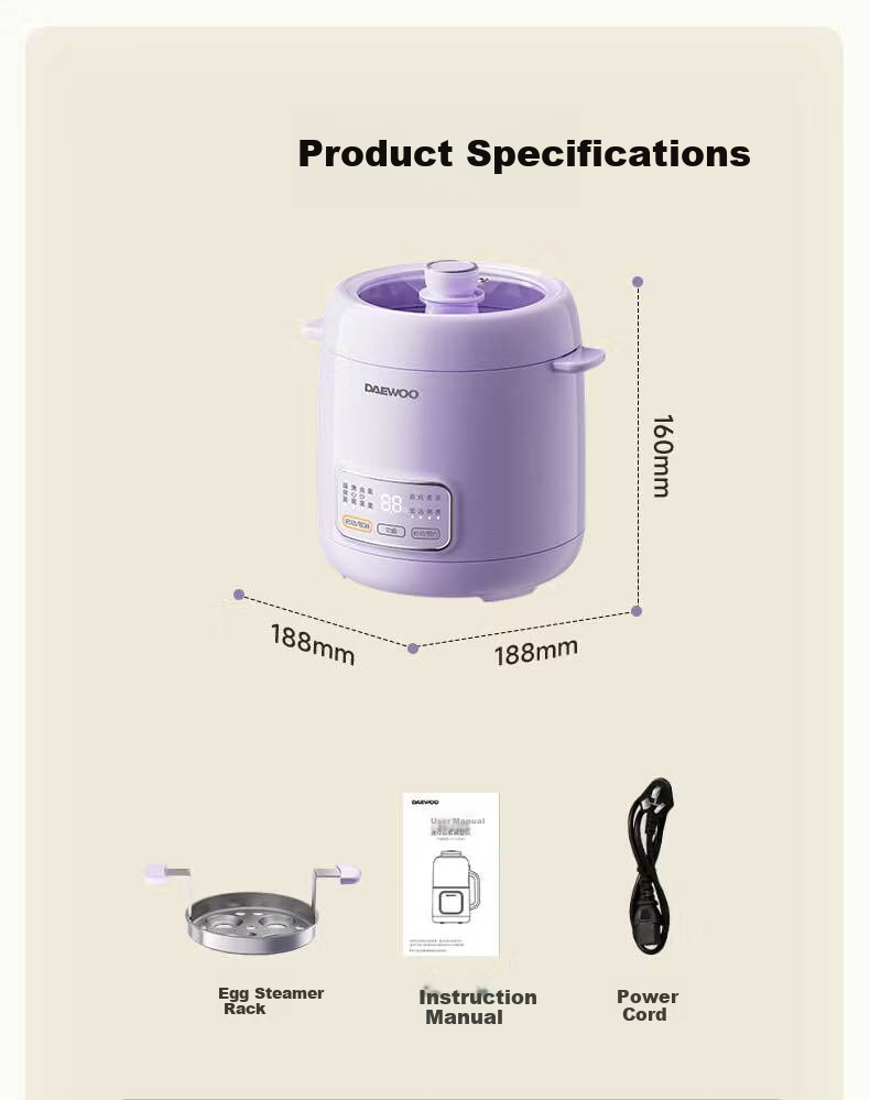 DAEWOO Electric Egg Cooker Steamer Smart Timer Auto Power Off Stainless Steel Inner Pot DZ06 17