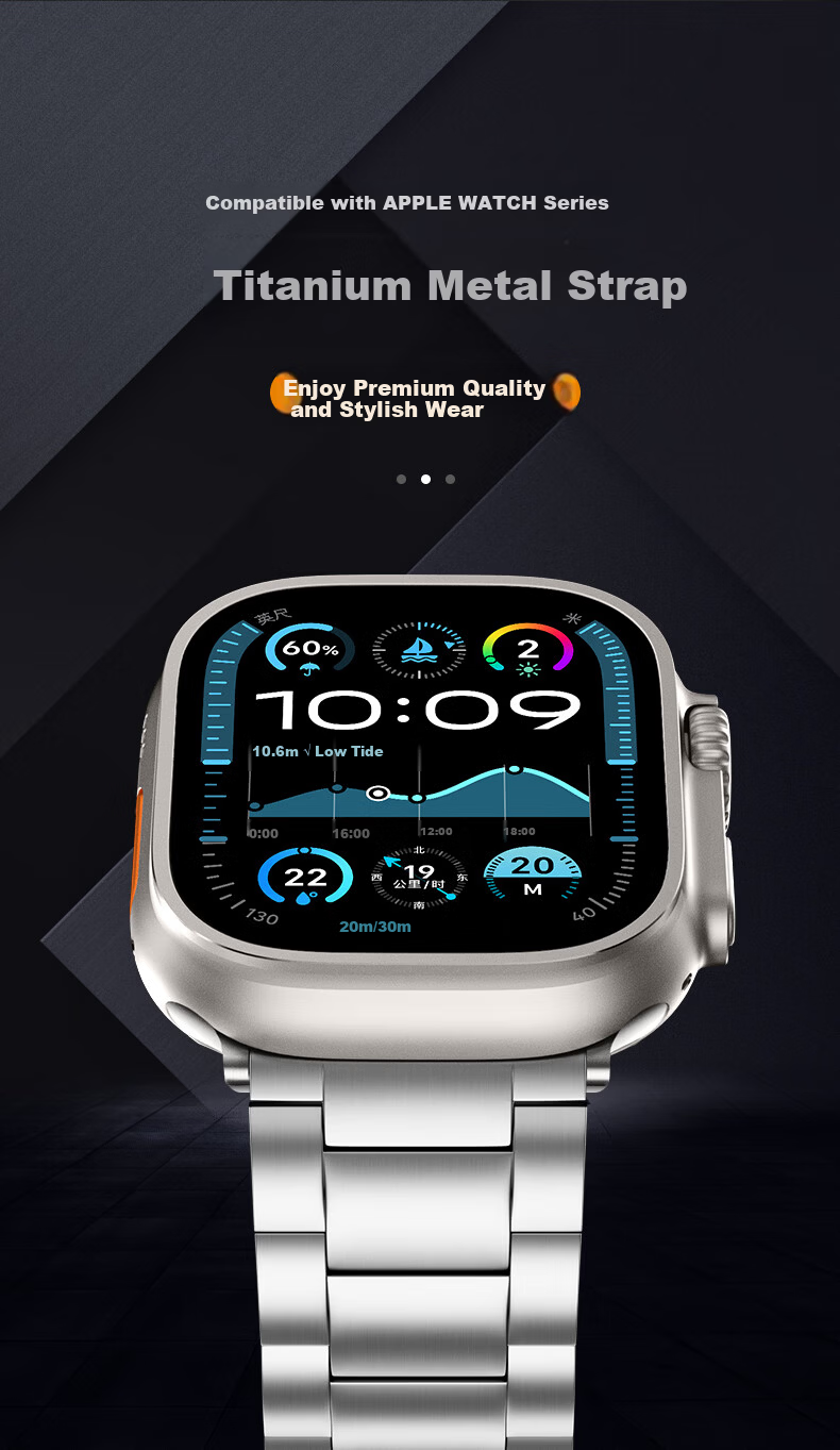 BHO Apple Watch Band Compatible with Apple Watch S11/Ultra 3 Titanium Metal Band iWatch S10/9/8/7/SE3 Titanium Quick-Release Bracelet 2