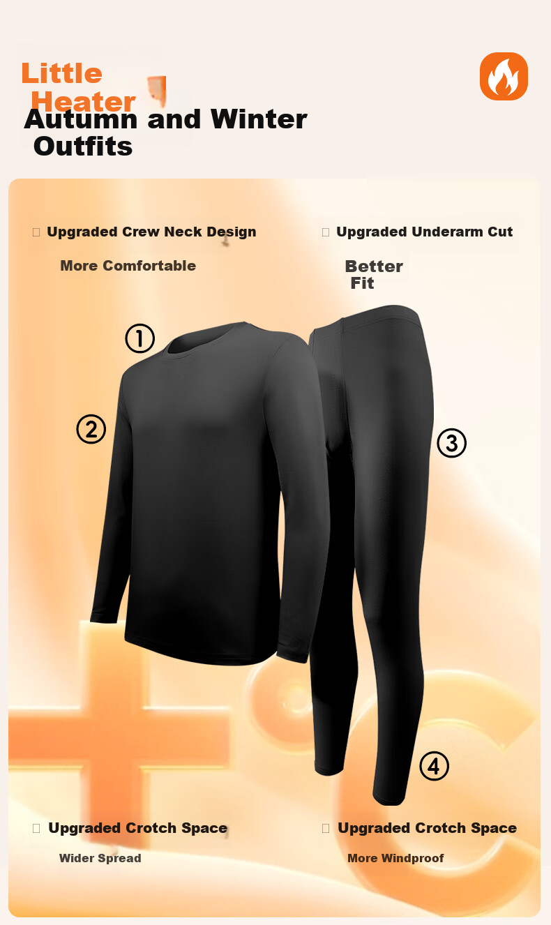 GUJIN Autumn Winter Thermal Underwear Set for Men Seamless Base Layer Top and Bottom 4