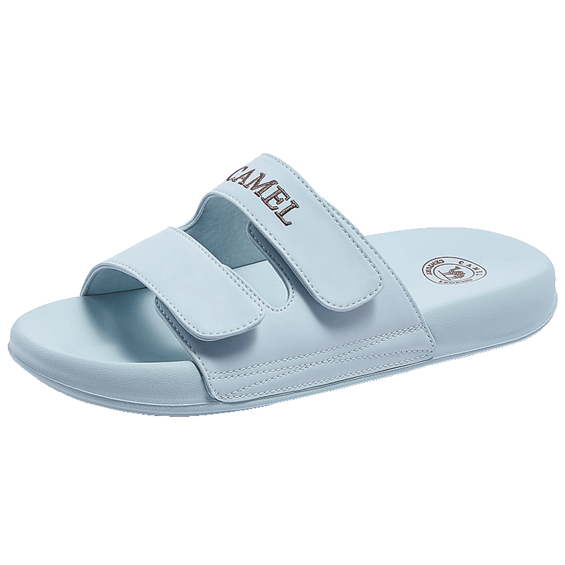 CAMEL Women's Lightweight Soft Magic Tape Double Strap Beach Casual Slippers L26M504018 Blue Size 37