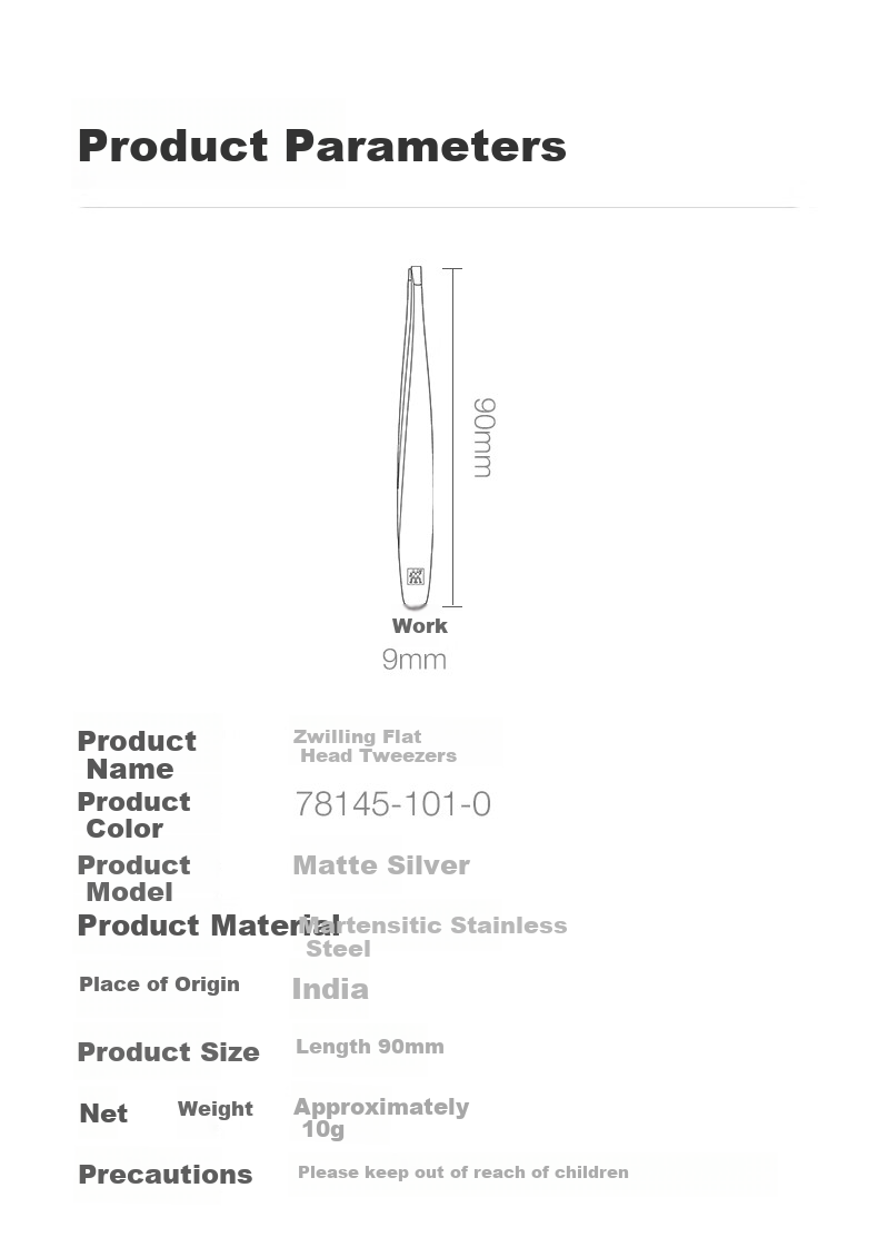 ZWILLING Slant Tip Tweezers Eyebrow Tweezer Hair Removal Stainless Steel Beauty Tool Beard Mustache Germany 18