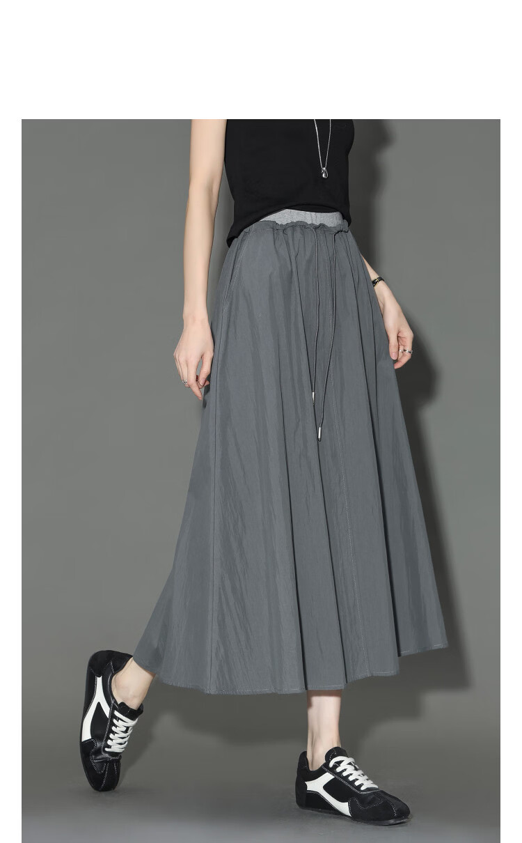 Demana Cloud Cotton Series Summer Elegant Colorblock Drawstring Elastic Waist Loose Slimming Midi Skirt for Women Premium Quality 4