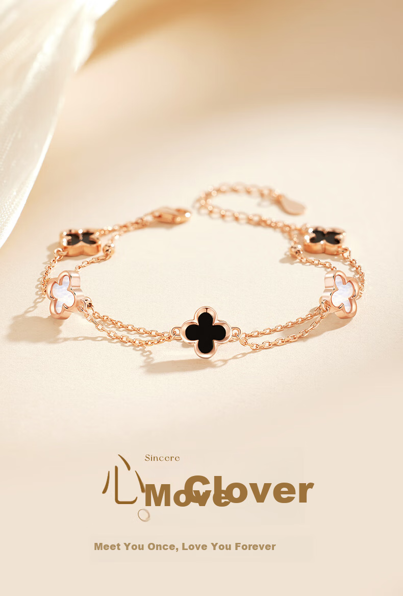 GLTEN Four-Leaf Clover Sterling Silver Bracelet for Women 2026 New Luxury High-End Jewelry Birthday Gift for Girlfriend Wife 1