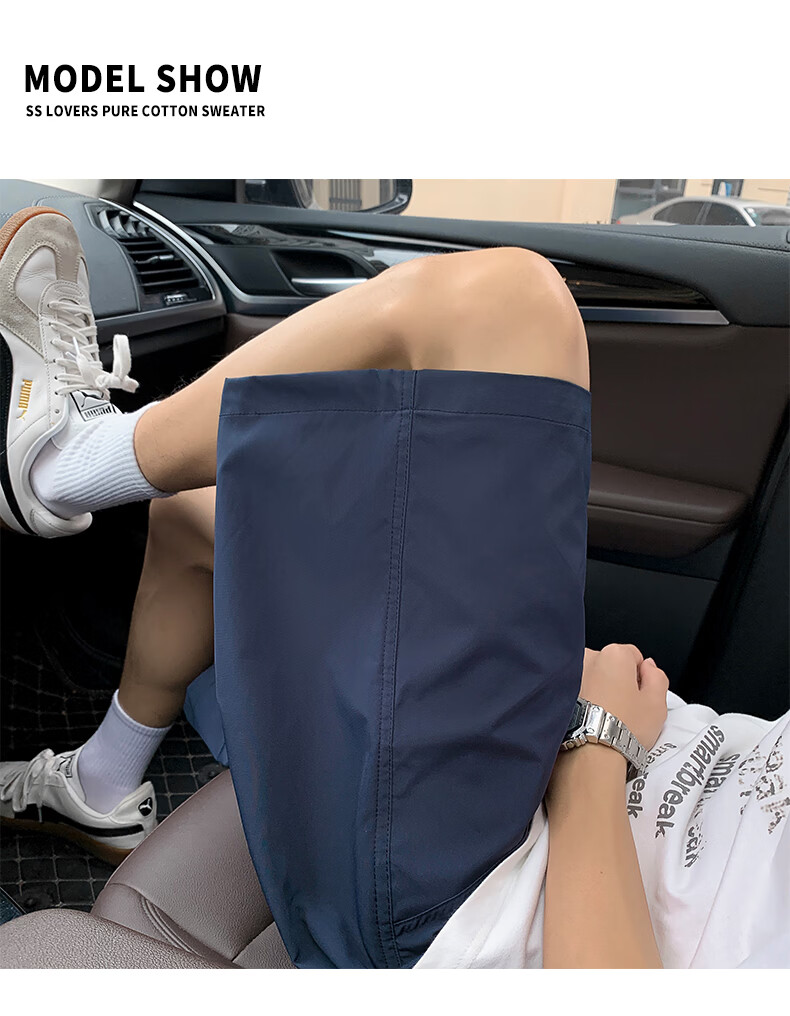 CLOR American Quick-Dry Angled Cut Shorts Men Summer Thin Casual Loose Trendy Brand Five-Point Pants DK02 Navy Blue 2XL 5