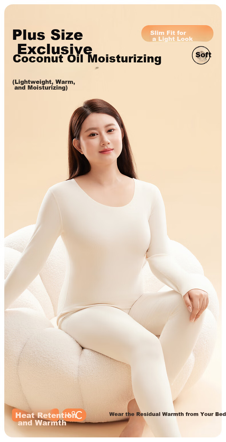 Yalu Women's Antibacterial Thermal Underwear Set Plus Size for Autumn and Winter, Suitable for Up to 200 Jin, Warm Long Johns and Top 1