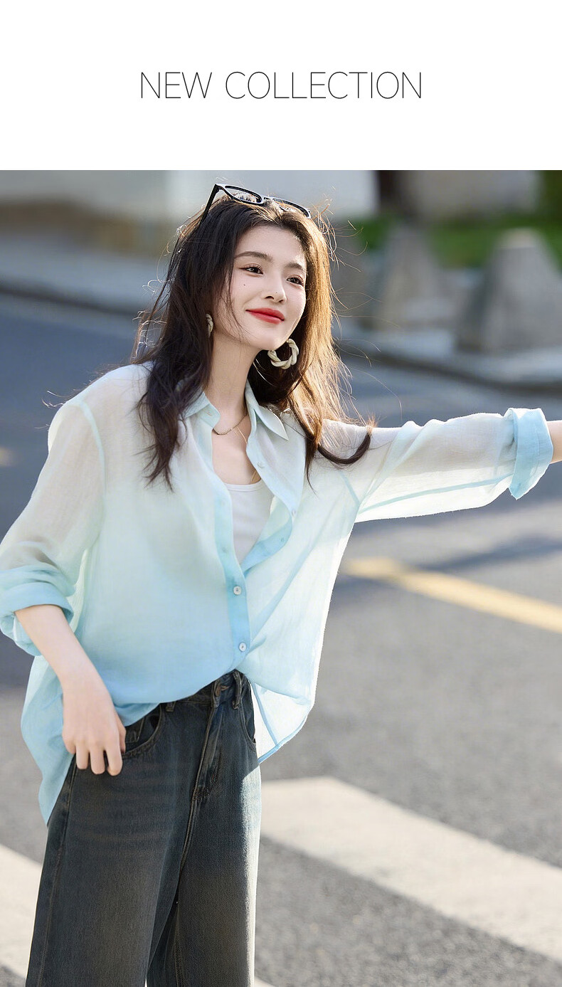 Demana [Oxygen-Permeable Lyocell] Summer Cool Gradient Polo Shirt Lightweight Loose Design Women's Blouse 1