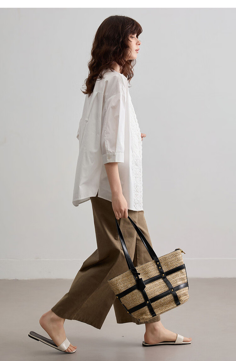 Demana [With Linen Cotton] Summer Vintage Side Tie Nine-Point Straight Loose Slim Petite Women's Casual Pants 17