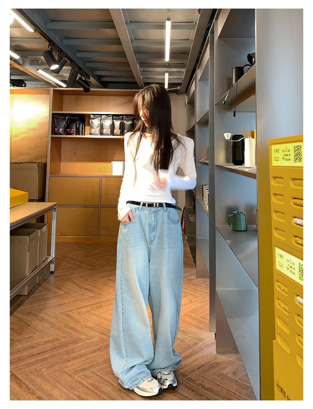 ICH MODE "Versatile Favorite" Loose Slimming Lazy Casual Straight-Leg Jeans Women's Wide-Leg Pants Light Blue S 9