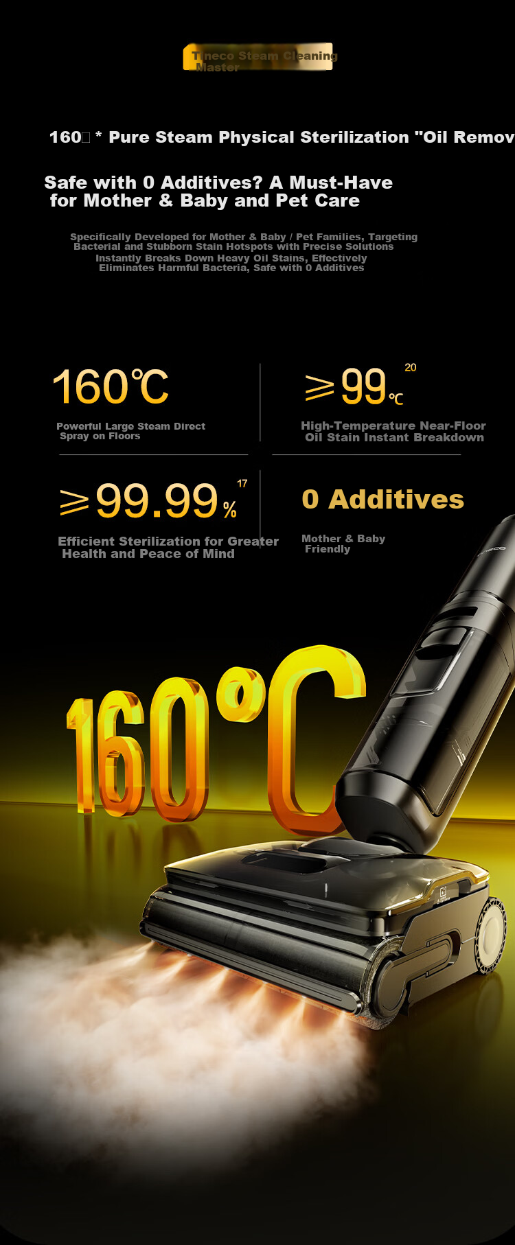 TINECO Steam Multi-Function Version [160°C Steam Cleaning, 1 Machine 5 Uses AI Assistance] Steam Home Floor Cleaner, All-In Mop And Vacuum Robot 10