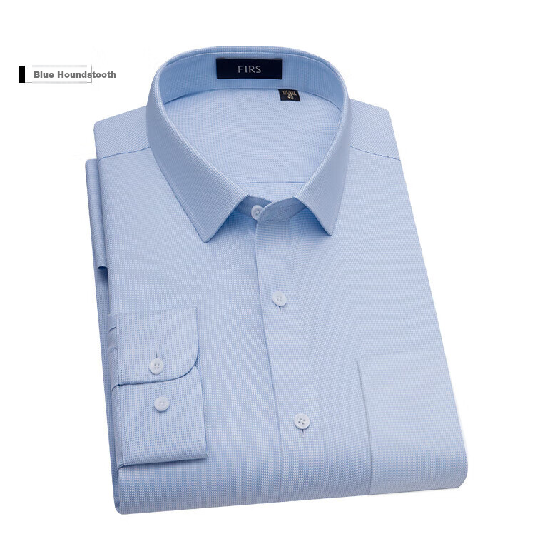 FIRS Men's Long-Sleeve Shirt, 100 Count 15% Mulberry Silk DP Wrinkle-Free Soft Dress Shirt for All Seasons, Business Casual Top Menswear 11