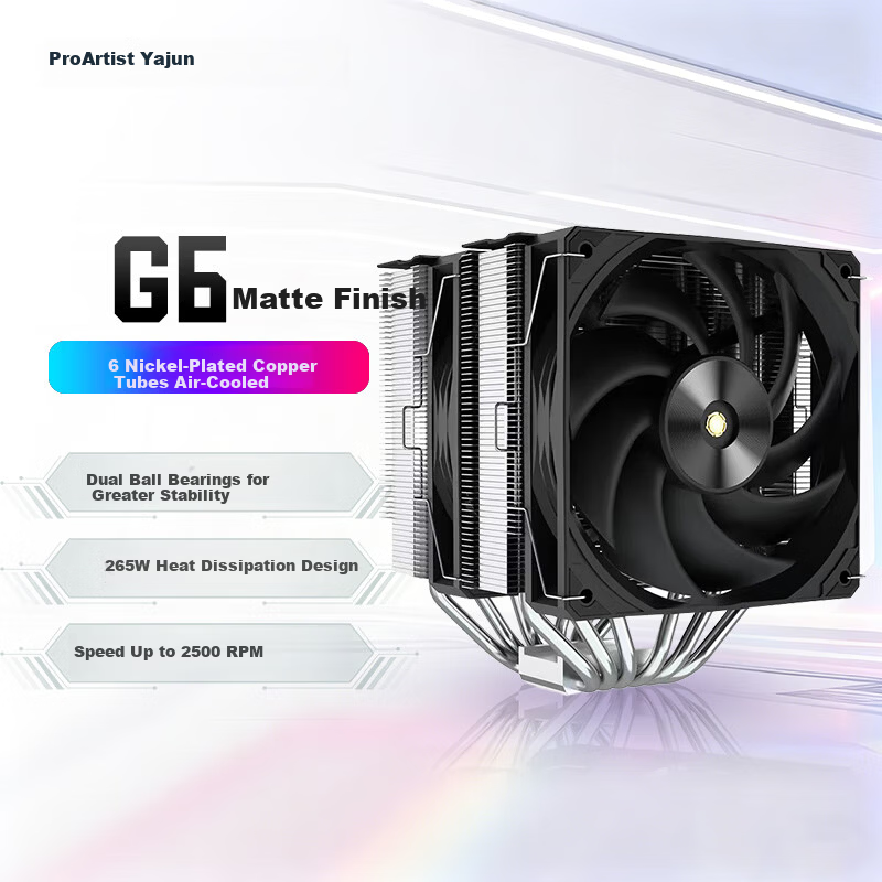 ProArtist G6 Dual Tower CPU Air Cooler 6 Heat Pipes Fan Speed Control Desktop Computer Cooler Compatible with Intel/AM5