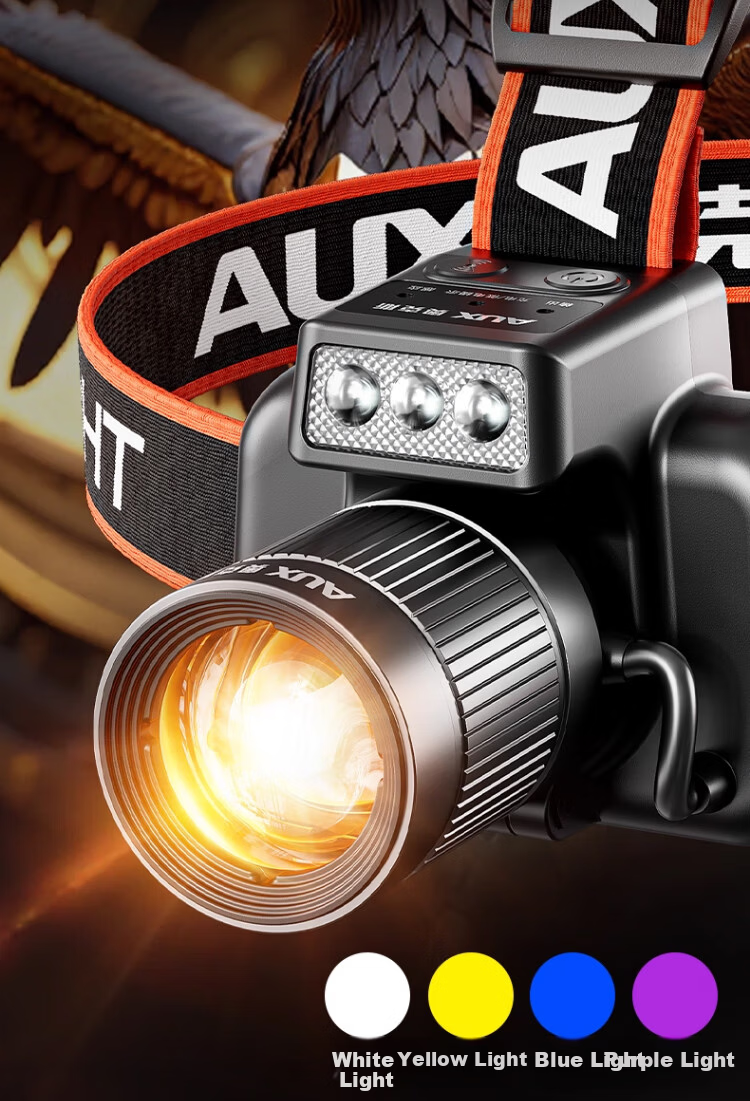 AUX Sensor Headlamp, High Brightness Night Fishing Light, Head-Mounted Flashlight, Long Battery Life, Outdoor Fishing Lamp, for Catching Snakes 5
