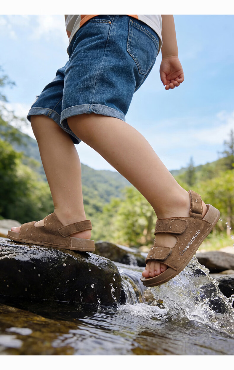 Cheerful Mario 2026 Summer New Girls' Sandals Kids Boys Soft Sole Breathable Outdoor Children Big Kids Beach Shoes 3