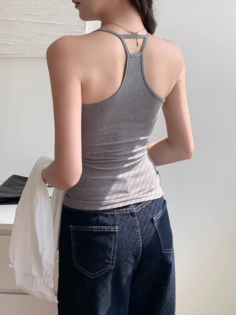 SNOWFLYING Women's Cotton Seamless Back Strap Vest with Chest Pad, Anti-Exposure Sports Summer Sleeveless Top 9